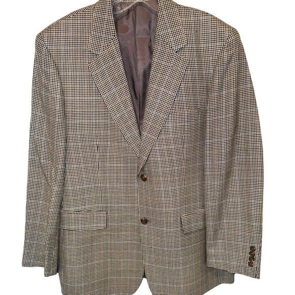 Ralph Lauren 100% Silk Mens Houndstooth Sport Coat Blazer Jacket Old Money 40R - Picture 1 of 9